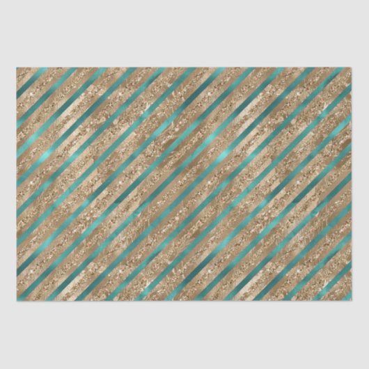 エメラルド金ゴールドグリーングリッターストライプズ 薄葉紙 (正面)