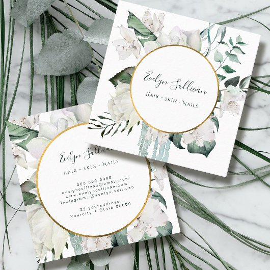 エメラルド金ゴールドサークル名刺 スクエア名刺