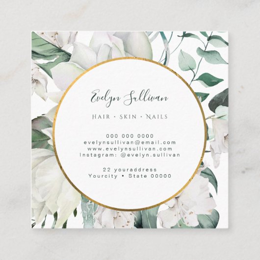 エメラルド金ゴールドサークル名刺 スクエア名刺 (裏面)