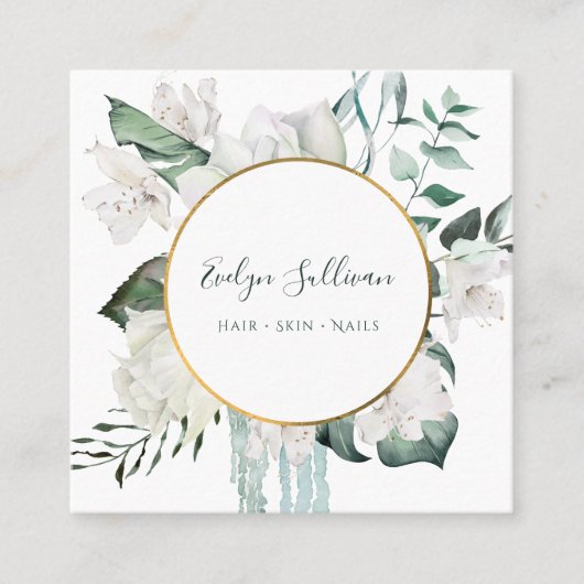 エメラルド金ゴールドサークル名刺 スクエア名刺 (正面)