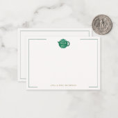 エメラルド金ゴールドティーポットエレガントウェディングカップル ノートカード (正面/裏面インサイチュ)