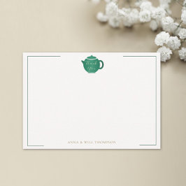 エメラルド金ゴールドティーポットエレガントウェディングブライダル サンキューカード