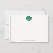 エメラルド金ゴールドティーポットエレガントウェディングブライダル サンキューカード (正面)