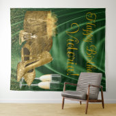 エメラルド金ゴールドハイヒール誕生日背景 タペストリー (インサイチュ(横))