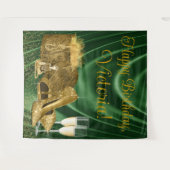 エメラルド金ゴールドハイヒール誕生日背景 タペストリー (正面(横))