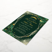 エメラルド金ゴールドバタフライフローラキンセアニェラ 箔招待状 (回転した状態)