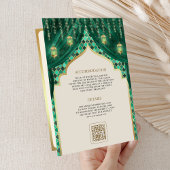 エメラルド金ゴールドフローラカーテンインディアンヒンドゥー結婚ズ 招待状