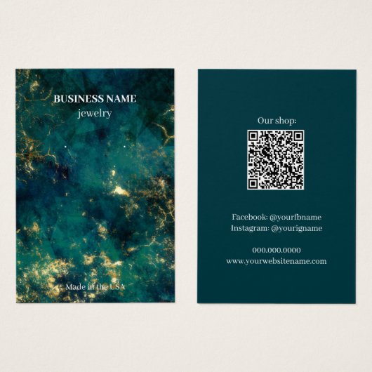 エメラルド金ゴールド大理石ジュエリービジネスイヤリング (正面&裏面)