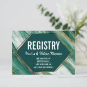 エメラルド金ゴールド抽象芸術アガテマーブルギフトレジストリ エンクロージャーカード (スタンド正面)