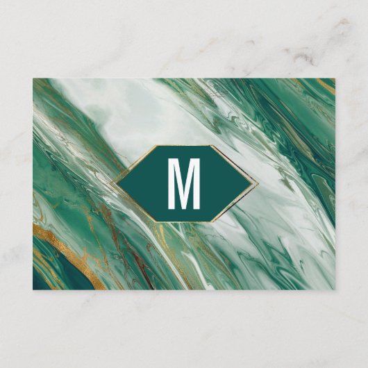 エメラルド金ゴールド抽象芸術アガテマーブルギフトレジストリ エンクロージャーカード (裏面)