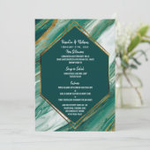 エメラルド金ゴールド抽象芸術アゲート大理石結婚のメニュー メニュー (スタンド正面)