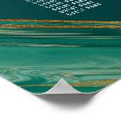 エメラルド金ゴールド抽象芸術瑪瑙の大理石シーティングチャート ポスター (角)