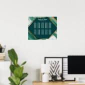 エメラルド金ゴールド抽象芸術瑪瑙の大理石シーティングチャート ポスター (ホームオフィス)