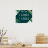 エメラルド金ゴールド抽象芸術瑪瑙の大理石シーティングチャート ポスター (キッチン)