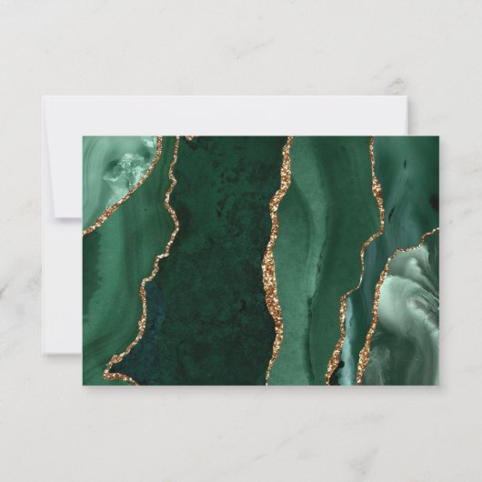 エメラルド金ゴールド書道台本結婚の 出欠カード (裏面)