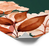 エメラルド金ゴールド素朴フローラ結婚のウェルカムサイン ポスター (角)