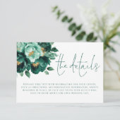 エメラルド金ゴールド花模様QRコード詳細結婚 エンクロージャーカード (スタンド正面)