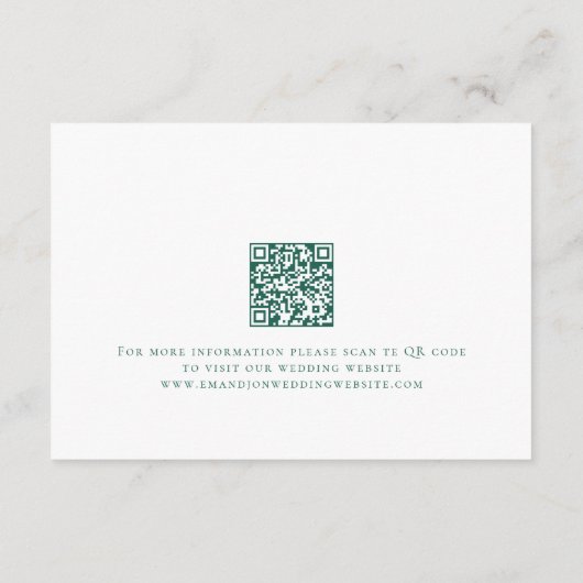 エメラルド金ゴールド花模様QRコード詳細結婚 エンクロージャーカード (裏面)