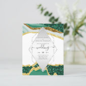 エメラルド金ゴールドAGATE -モダン結婚式招待状 (スタンド正面)