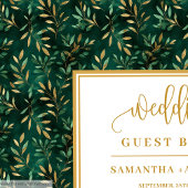 エメラルド離れグリーン結婚金ゴールドのゲストブック ゲストブック