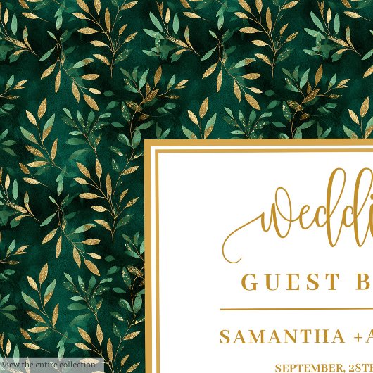 エメラルド離れグリーン結婚金ゴールドのゲストブック ゲストブック