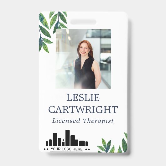 エメラルド離れグリーンID写真とロゴ バッジ (Front)