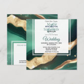 *~* エメラルドＱＲ グリーン ゴールド アゲート ＲＳＶＰ ＡＲ６６ ウェディング 招待状 (正面/裏面)