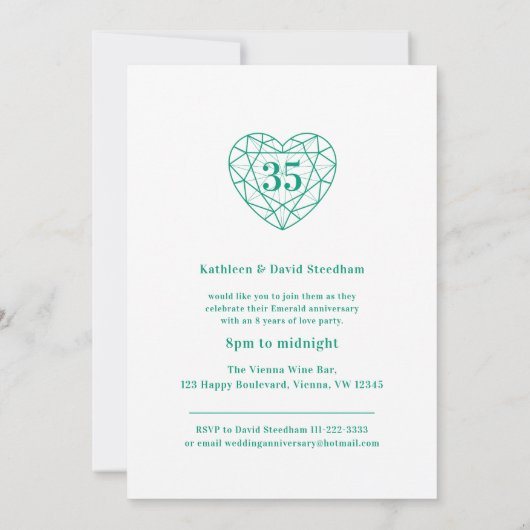 エメラルド35周年ラブパーティーの招待状 招待状 (裏面)