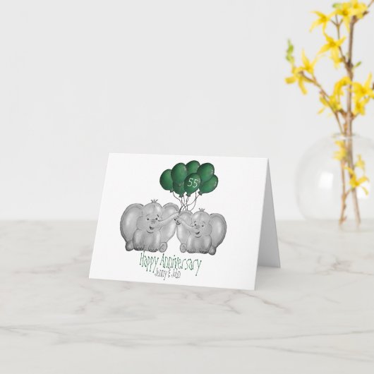 エメラルド55結婚象の記念日 カード (黄色い花)