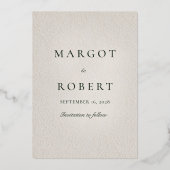 エメラルド・アイボリー・ゴールド・フォイル写真付きSave the Date 箔招待状 (裏面)