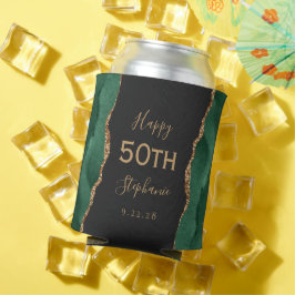 エメラルド アゲート ゴールド ダーク 50歳の誕生日パーティー 缶クーラー