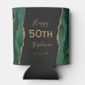 エメラルド アゲート ゴールド ダーク 50歳の誕生日パーティー 缶クーラー (裏面)