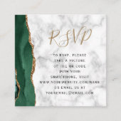 エメラルド アゲート 大理石 結婚式 QRコード RSVP エンクロージャーカード (正面)
