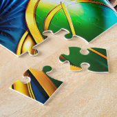 エメラルド・アンド・金ゴールド・アルモの女性スーパーヒーローポートレート ジグソーパズル (側面)