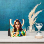 エメラルド・アンド・金ゴールド・アルモの女性スーパーヒーローポートレート フォトプラーク (インサイチュ)