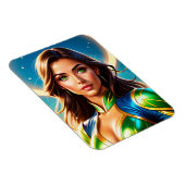 エメラルド・アンド・金ゴールド・アルモの女性スーパーヒーローポートレート マグネット (右側)