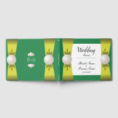 エメラルド&イエローパールリボンモノグラム結婚ズ ゲストブック (全面)