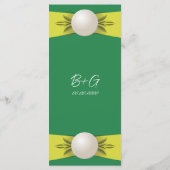 エメラルド&イエローパールリボン結婚のフラットメニュー メニュー (裏面)