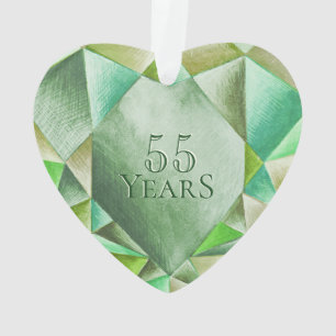 エメラルド ウォーターカラー ハート 55周年 結婚記念日 オーナメント