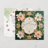 エメラルド エレガンス フラワール サンクス カード (正面/裏面)