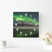 エメラルド・オーロラ スクエア壁時計 (ホーム)