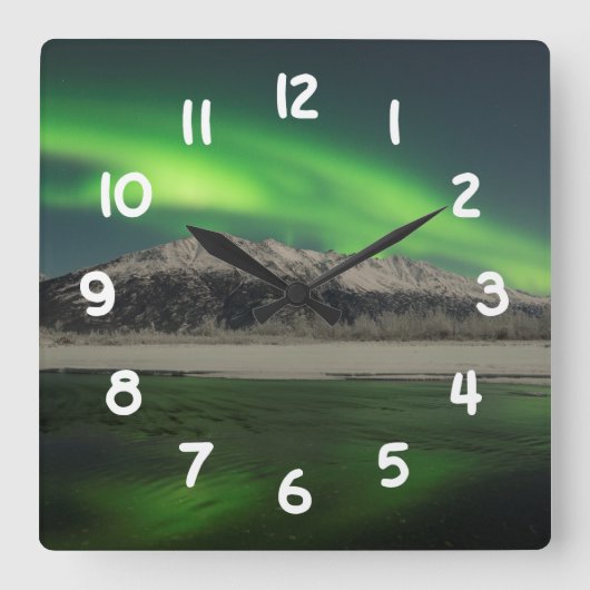 エメラルド・オーロラ スクエア壁時計 (正面)
