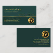 エメラルド·グリーン·金ゴールド·マンパワー·コンサルタント 名刺 (正面/裏面)