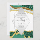 エメラルド ゴールド アゲート - 現代の結婚式招待状 招待状 (正面)