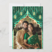 エメラルド ゴールド フラワー インド ヒンドゥー 写真 結婚式 招待状 (裏面)