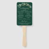 エメラルド&セージ葉ズエレガントウェディングプログラム ハンドファン (裏面)