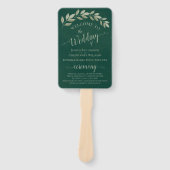 エメラルド&セージ葉ズエレガントウェディングプログラム ハンドファン (正面)