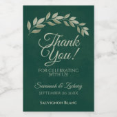 エメラルド&セージ葉ズ結婚サンキューミニ ワインラベル (シングルラベル)