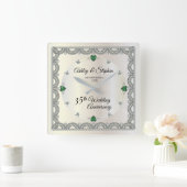 エメラルド |ダイヤ結婚モンド35周年 スクエア壁時計 (ホーム)