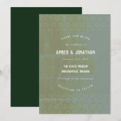 エメラルド ディストレスド エレガンス ウェディング インビテーション (正面/裏面)